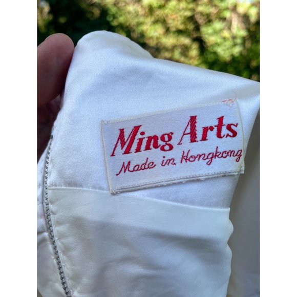 Vintage 1960s Satin Silk glass dangle Bead  Formal Top Tank Hong Kong - Picture 8 of 16